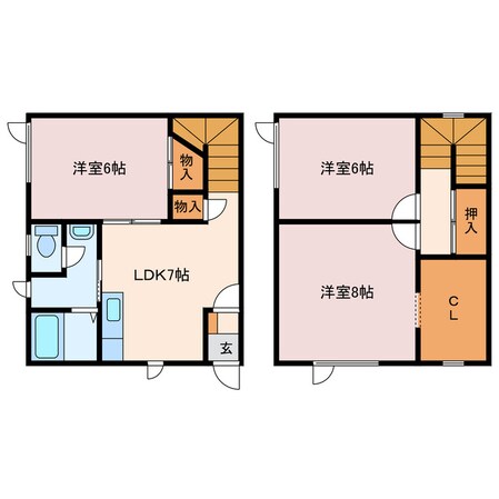 白老日の出町テラスハウスの物件間取画像